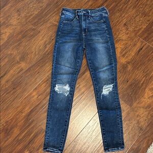 American Eagle Outfitters Dark Blue Ripped Skinny Jeans